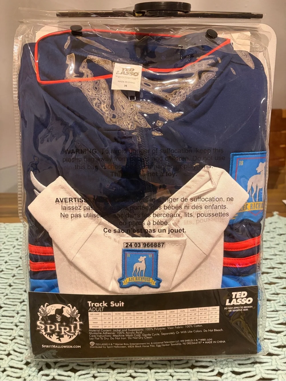 Ted Lasso -  Blue Track Suit Costume with Accessories- NWT adult Med